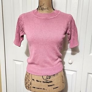 ABLE New Pink Zira Lace Puff Pullover Sweater Size XXS